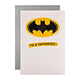 Hallmark 25568079 Biglietto di auguri di compleanno Batman in bianco Nero & Giallo – Design personalizzabile con foglio adesivo
