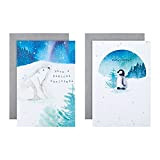 Hallmark, Biglietti di Natale di beneficenza, confezione da 12 in 2 simpatici disegni a tema polare, Vari colori