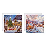 Hallmark Cartoline di Natale di beneficenza in scatola – Confezione da 16 in 2 scenografie festive 25572288