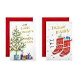 Hallmark - Scatola di biglietti di Natale di beneficenza, in colori natalizi, 12 biglietti in 2 modelli illustrati contemporanei