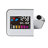 Haowen - Sveglia digitale a LED con proiezione digitale, con termometro e orologio, colore: Bianco