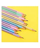 HB - Matite triangolari con gomma, antiscivolo, multicolore, 30 matite con 3 manici in silicone per scuola, ufficio, scrittura, schizzi, ...