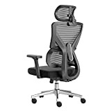 Hbada Sedia da ufficio ergonomica, sedia girevole con schienale regolabile, supporto lombare, poggiatesta e bracciolo, sedia da scrivania in rete, ...