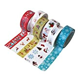 Healifty 6 rotoli di nastri di carta washi set largo nastro adesivo elemento natalizio motivo cartoon adesivi decorativi confezione regalo ...