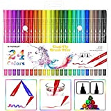 HELESIN - Set di 24 pennarelli doppi, con penna a tratto fine per handlettering, design antiscivolo, per bambini e adulti, ...
