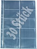 Herlitz 5894209, confezione da 10 buste porta biglietti da visita trasparenti in formato A4 con 10 scomparti, 30 pezzi, 1
