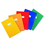HERMA 20227 - Copertina per quaderno, Con etichetta per scrivere, Cartone, Colori assortiti, Formato DIN A4, Confezione da 5 pezzi