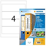 HERMA Etichette per Raccoglitori, 192 x 61 mm, Etichette Adesive A4 per Stampante, 4 Etichette per Foglio, Bianco