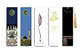 Herzenslinge.info - Set di 5 segnalibri islamici in set (Mekka - Medina - Rose - Rumi - Kaaba), rivestimento lucido ...