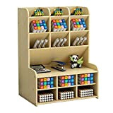 Hggzeg Portapenne organizer per scrivania in legno, ampia capacità, scatola portaoggetti da scrivania, per articoli di cancelleria, per ufficio, casa ...