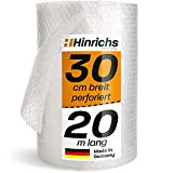 Hinrichs Rotolo di Pluriball Imballaggio 20 m perforato - 100% Riciclabile - Pluriball per Imballaggi - Materiale da imballaggio per ...