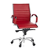 HJH Office 660532 Sedia da ufficio/Sedia presidenziale PARMA 10 pelle rosso, per uso intensivo, con braccioli in cromo, regolabile in ...