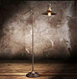 HKLY Lampada da Terra Orientabile Vintage, Lampada da Pavimento Ferro Battuto E27 Piantana da Lettura, Rame Antico Lampada a Stelo ...