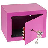 HMF 49216-15 Cassaforte piccola con chiave, cassaforte per mobili, 23 x 17 x 17 cm, rosa