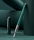 HongDian 525 Penna stilografica in metallo verde, pennino extra fine, con custodia in metallo e convertitore ricaricabile