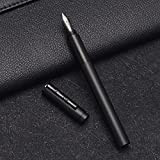 Hongdian H3 - Penna stilografica nera, punta extra fine iridio, strumento da scrittura liscia con convertitore e custodia in metallo