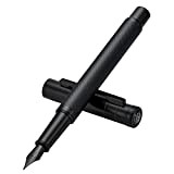 Hongdian - Penna stilografica con pennino medio, design classico, set con converter e custodia in metallo, colore: nero opaco