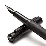 Hongdian - Penna stilografica con pennino ricurvo, penna calligrafica, design classico, set regalo con converter e custodia in metallo, colore: ...
