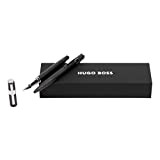 Hugo Boss Set di penne Gear Gessato Nero/Cromo (penna a sfera e penna stilografica) | Confezione regalo