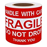 Hybsk 7,6 x 12,7 cm "Do Not Drop Thank You Fragile Stickers Etichetta adesiva 100 per rotolo (7,6 x 12,7 ...