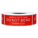 Hybsk, etichette adesive con scritta in lingua inglese “Handle With Care Do Not Bend Thank you”, 2,5 cm x 7,6 cm, totale ...