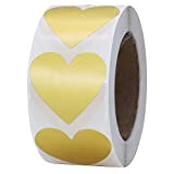 Hybsk oro etichette, 30 mm, colore: naturale, a forma di cuore, con adesivi etichetta 500 etichette Per rotolo 1 Roll ...