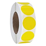 Hybsk (TM) color Coding DOT Labels 2,5 cm rotondo giallo adesivi etichetta in carta naturale 1,000 per rotolo 1 roll yellow