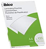 Ibico Value Confezione da 100 Buste per Plastificazione a Caldo, Leggere, con Finitura Lucida, in Formato A4, Spessore di 2 ...