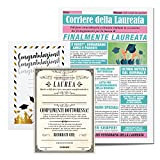 Idea Regalo Laurea Donna Originale - Giornale Laureata con Certificato - Maxi Biglietto di Auguri Divertente - Idee Regali Biglietti ...