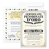 Idea Regalo Pensione Uomo - Certificato Personalizzabile Pensionato d'Oro - Idee Regali per Pensionati Originali - Gadget Biglietto Auguri Originale
