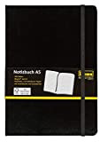 Idena 209281 - Quaderno DIN A5, quadrato, carta crema, 192 pagine, 80 g/m², copertina rigida nera, 1 pz.