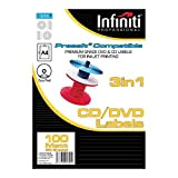 Infiniti - Etichette vuote per CD, formato A4, confezione da 100