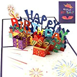 inodiref 3D Pop Up Biglietti di Auguri Creativo 3D Biglietto di Auguri Compleanno con Busta Scritte di HAPPY BIRTHDAY e ...