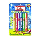 INSTANT Classic Lotto di 6 Colle a Penna liquida Fluo con Glitter, 6 x 10,5 ml, Multicolore, INSTA-11231