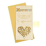 IT - Madre Biglietto per auguri di compleanno per mamma, biglietto di auguri di legno con bel cuore inciso al ...