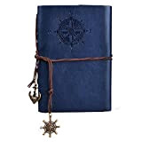 Itian Vintage Retro Leather Cover Journal Jotter Diary Notebook (Blu Scuro)