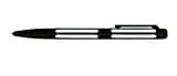 Itoya PaperSkater Timeless Ballpoint Pen, Hexagonal Metal Body with Twist Mechanism, Black Body/White (TL-BK-WT)