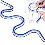 iYinJuan Curvilinee Flessibile 50 cm, Curvilinee per Disegno Tecnico, Righello Flessibile per Disegnare Curve, Tecnici, Abbigliamento Disegni Artistici (Blu)