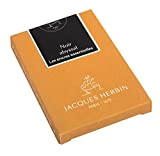 Jacques Herbin 11009JT - Confezione da 7 cartucce grandi, misura internazionale, per penne stilografiche e penne roller, colore: nero abyssal