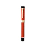 Jinhao - Penna stilografica classica in celluloide rosso, pennino medio con conveter e astuccio per penna