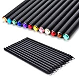 JJ. Set di 12 matite colorate con decorazione a forma di rombo nero, per pittura, pittura, scrittura e scrittura, per ...
