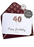 JoliCoon Biglietto auguri 40 anni - Happy Birthday 40 biglietto anni - con busta in rosso