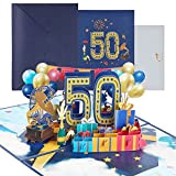 Joyoldelf Biglietto Auguri Compleanno di Numero 50, Biglietti Auguri Compleanno Pop up, Biglietto Auguri di compleanno 3D, Congratulazioni di Anniversario, ...