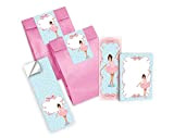 Junapack 6 segnalibri + 6 mini taccuini + 6 sacchetti regalo (rosa) + 6 adesivi ballerina, regalo per feste di ...