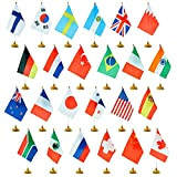 Juvale Bandiere Nazionali per Scrivania da Tutto il Mondo 21 x 13,9 cm con Supporto da 30 cm (Confezione da ...
