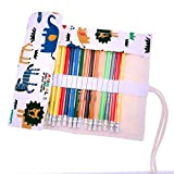 JZK Set 36 pastelli colorati matite colorate con custodia portamatite arrotolabile in tela, regalo compleanno natale per bambini e adulti