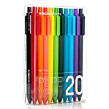 KACO - Penne a inchiostro gel ritrattabile, 20 colori, punta sottile da 0,5 mm