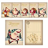 KAÏDENSÏ Cartoline di Natale Vintage con Rilievo in Oro – 15 Biglietti Auguri Natalizi Eleganti – Cartolina Personalizzabile Natalizie Buon ...