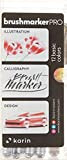 KARIN Brushmarker PRO 12 basic colours set di 12 pennarelli Pro Basic Colours corpo trasparente con sistema Ink-Free da 2,4 ...