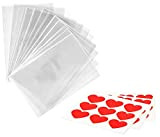 kgpack 100x Sacchetti di plastica Trasparente in cellophane con Adesivo Coeur 15 x 20 cm | Sacchetti di plastica per ...